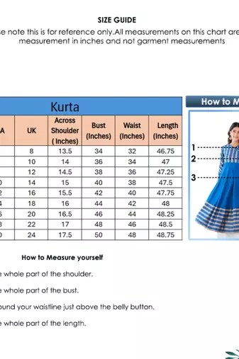 Women'S Plus Size Rayon Stripe Printed Anarkali Kurti (Blue)