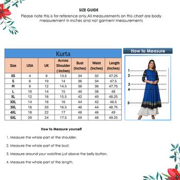 Women'S Plus Size Blue Anarkali Kurti (Blue) 6