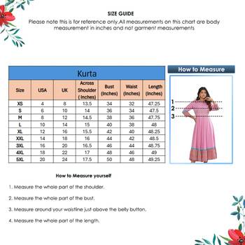 Women'S Plus Size Pink Polyester Embroidered Anarkali Kurta (Pink) 6