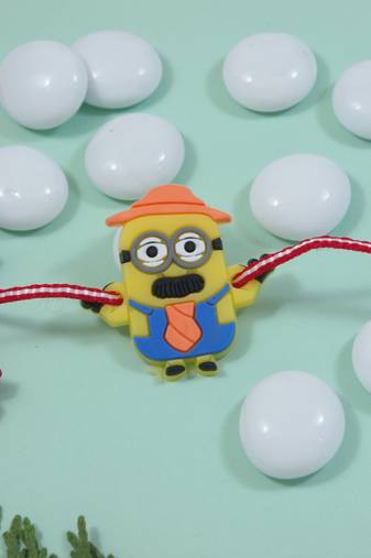 Fancy cartoon kids rakhi with roli chawal & rakshabandhan card for new born baby boys/bro/brother/bhai 