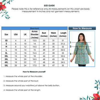 Women'S Plus Size Floral Placement Printed Short Kurti (Green) 6