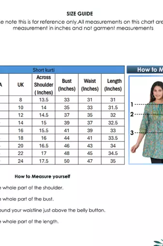 Women'S Plus Size Floral Placement Printed Short Kurti (Green)