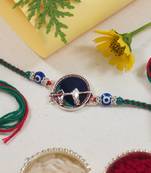 Fancy peacock feather basuri rakhi with roli chawal & rakshabandhan card for baby boys/bro/brother/bhai