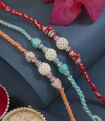 Fancy combo pearl rakhi with roli chawal & rakshabandhan card  for brother/bhai (pack of 3)