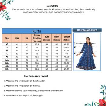 Women'S Rayon Ikat Printed Anarkali Kurta (Blue) 6