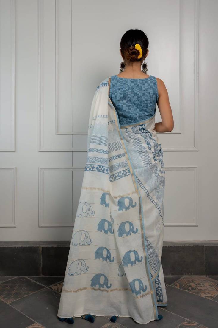 Kalamkari & Batik Weave on Pure Chanderi Cotton with Matching Blouse 