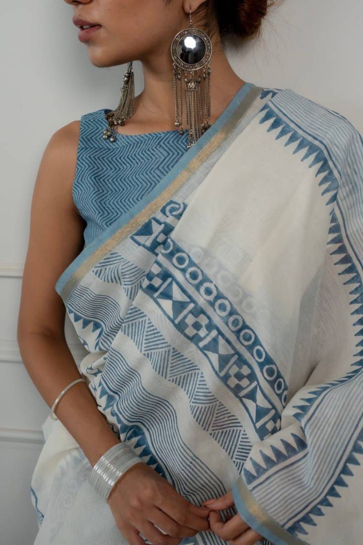 Kalamkari & Batik Weave on Pure Chanderi Cotton with Matching Blouse 