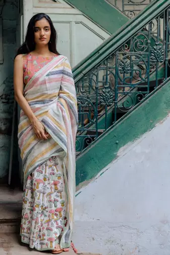 Kalamkari & Batik Weave on Pure Chanderi Cotton with Matching Blouse 