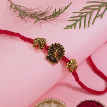 Ganapti rakhi with roli chawal & rakshabandhan card for men/bro/brother  1