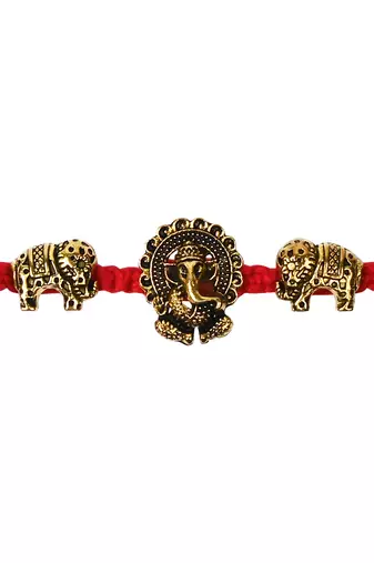 Ganapti rakhi with roli chawal & rakshabandhan card for men/bro/brother 