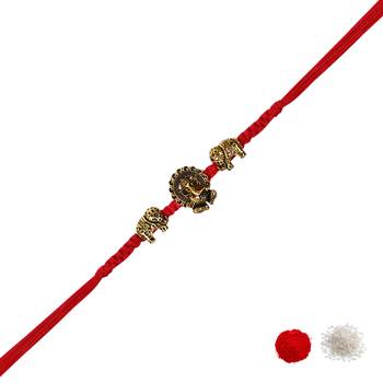 Ganapti rakhi with roli chawal & rakshabandhan card for men/bro/brother  3
