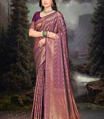 Sangam Prints Purple Silk Woven Work Traditional Saree