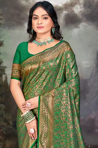 Sangam Prints Green Silk Woven Work Traditional Saree