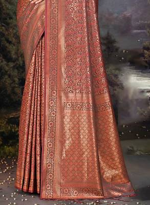 Sangam Prints Brown Silk Woven Work Traditional Saree 3