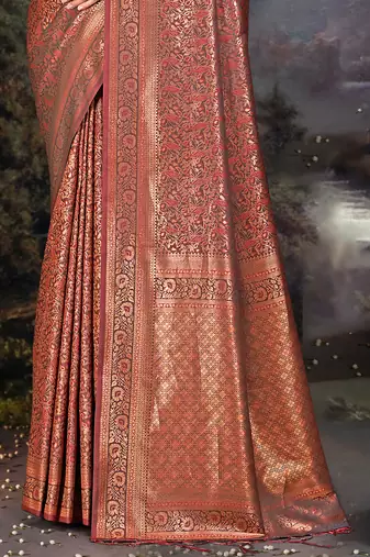 Sangam Prints Brown Silk Woven Work Traditional Saree