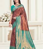 Sangam prints blue silk woven work traditional saree