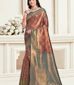 Sangam prints green silk woven work traditional saree