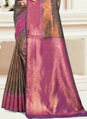 Sangam prints magenta silk woven work traditional saree 3
