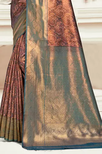 Sangam prints green silk woven work traditional saree