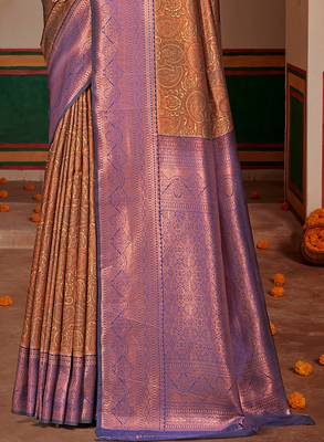 Sangam prints purple silk woven work traditional saree 3