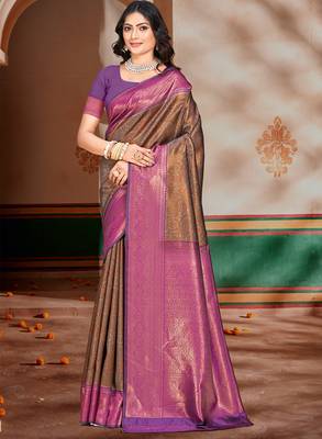 Sangam prints magenta silk woven work traditional saree 1