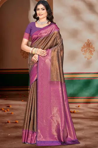 Sangam prints magenta silk woven work traditional saree