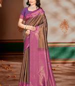 Sangam prints magenta silk woven work traditional saree
