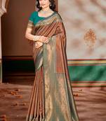 Sangam prints blue silk woven work traditional saree