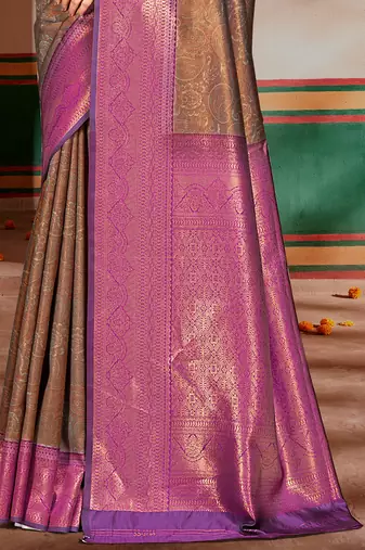 Sangam prints magenta silk woven work traditional saree