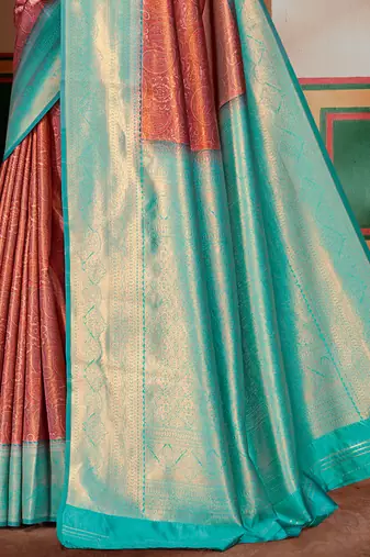 Sangam prints sky blue silk woven work traditional saree