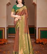 Sangam prints green silk woven work traditional saree