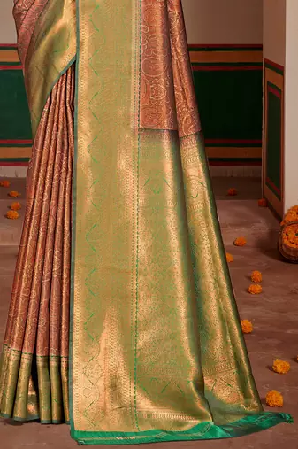 Sangam prints green silk woven work traditional saree