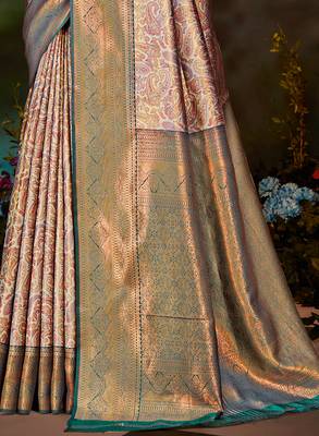 Sangam prints brown silk woven work traditional saree 3