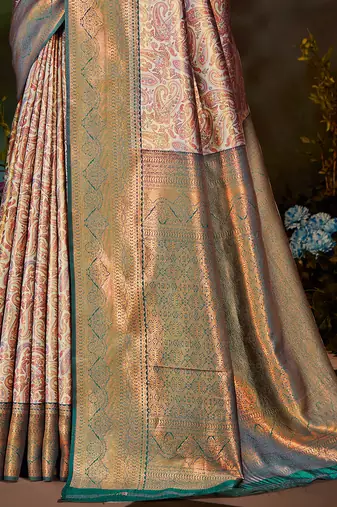 Sangam prints brown silk woven work traditional saree