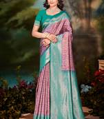 Sangam prints pink silk woven work traditional saree