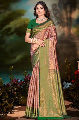 Sangam prints red silk woven work traditional saree