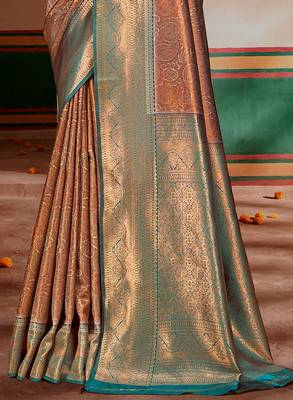 Sangam prints blue silk woven work traditional saree 3
