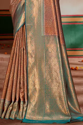 Sangam prints blue silk woven work traditional saree