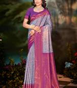 Sangam prints blue silk woven work traditional saree