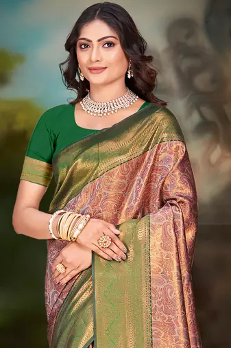 Sangam prints red silk woven work traditional saree