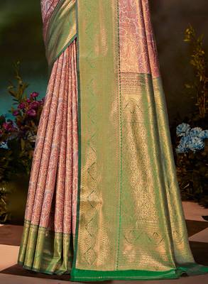 Sangam prints red silk woven work traditional saree 3