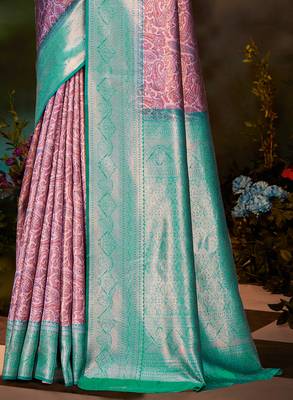 Sangam prints pink silk woven work traditional saree 3