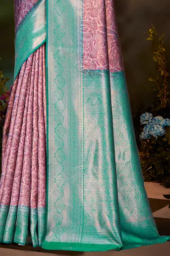 Sangam prints pink silk woven work traditional saree