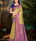 Sangam prints yellow silk woven work traditional saree