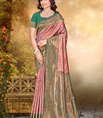 Sangam prints pink silk woven work traditional saree