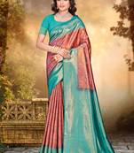 Sangam prints red silk woven work traditional saree