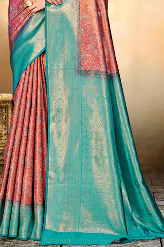 Sangam prints red silk woven work traditional saree