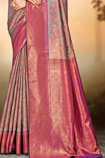 Sangam prints purple silk woven work traditional saree
