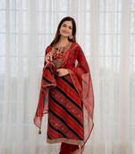 Red-black german reyon kurta pant