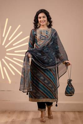 Multi colour german reyon kurta pant 1